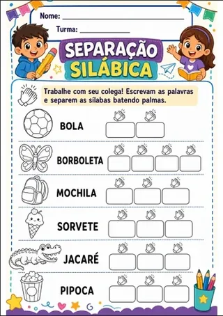 Atividade imprimível armazenada no Meu Material